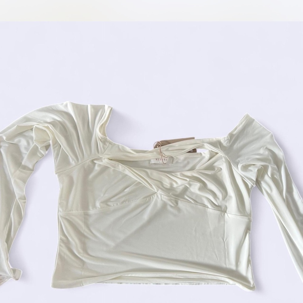 Meshki Ceri Off-Shoulder Cream Long Sleeve Top